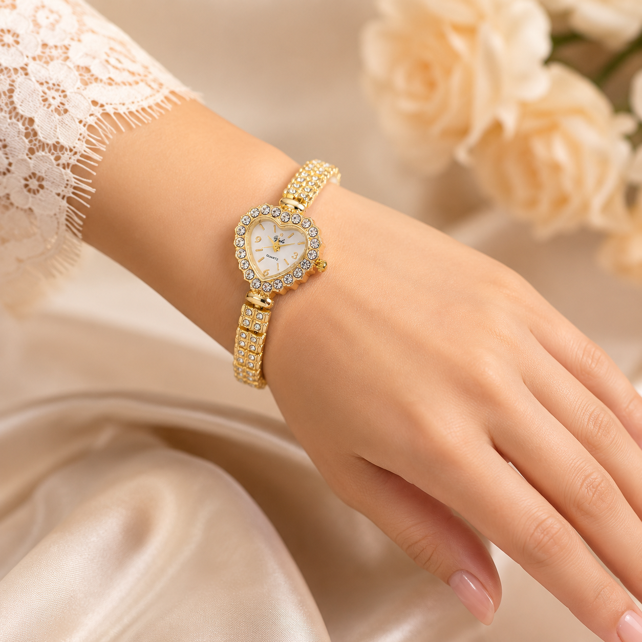 four pieces gift set Dual-Drainage Watch In A Heart-Shaped Gift Box