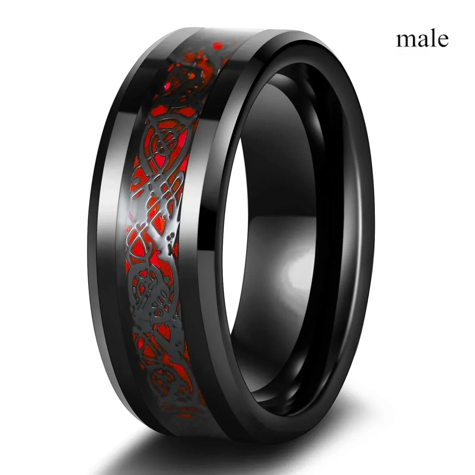 Couple Romantic  Rings Women Heart Blue Rhinestones Zircon Ring Men Stainless Steel Celtic Dragon Ring