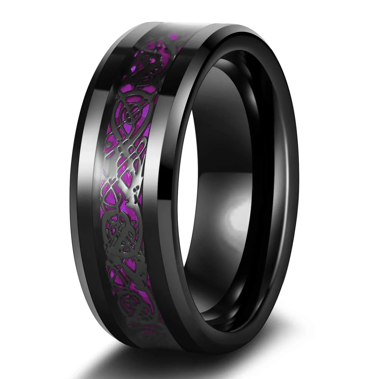 Couple Romantic  Rings Women Heart Blue Rhinestones Zircon Ring Men Stainless Steel Celtic Dragon Ring