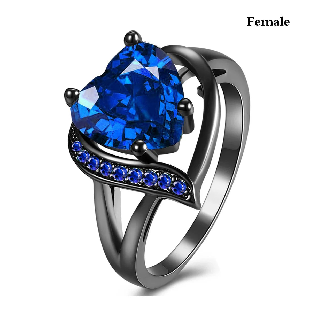 Couple Romantic  Rings Women Heart Blue Rhinestones Zircon Ring Men Stainless Steel Celtic Dragon Ring