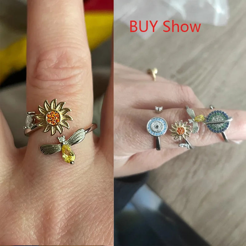Anti Stress Anxiety Fidget Rings for Women Stainless Steel