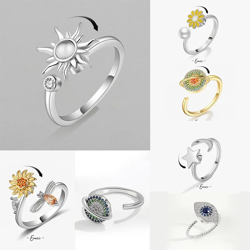 Anti Stress Anxiety Fidget Rings for Women Stainless Steel