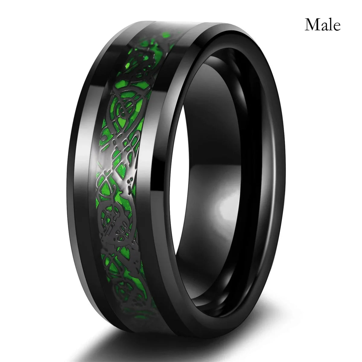Couple Romantic  Rings Women Heart Blue Rhinestones Zircon Ring Men Stainless Steel Celtic Dragon Ring