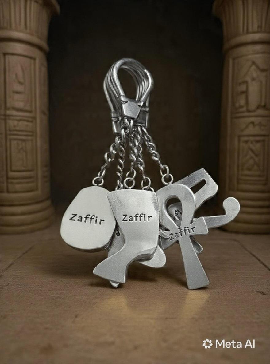 ZAFFIR PHAROS KINGS KEYCHAIN 100% PURE COPPER SILVER PLATED, HANDMADE,LUXURY GIFT