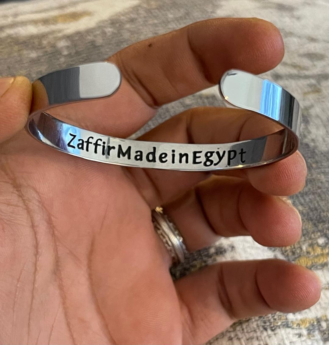 Zaffir Pharaohs Letters & Arabic Quran Bracelet – Pure Copper, Silver Plated Handmade