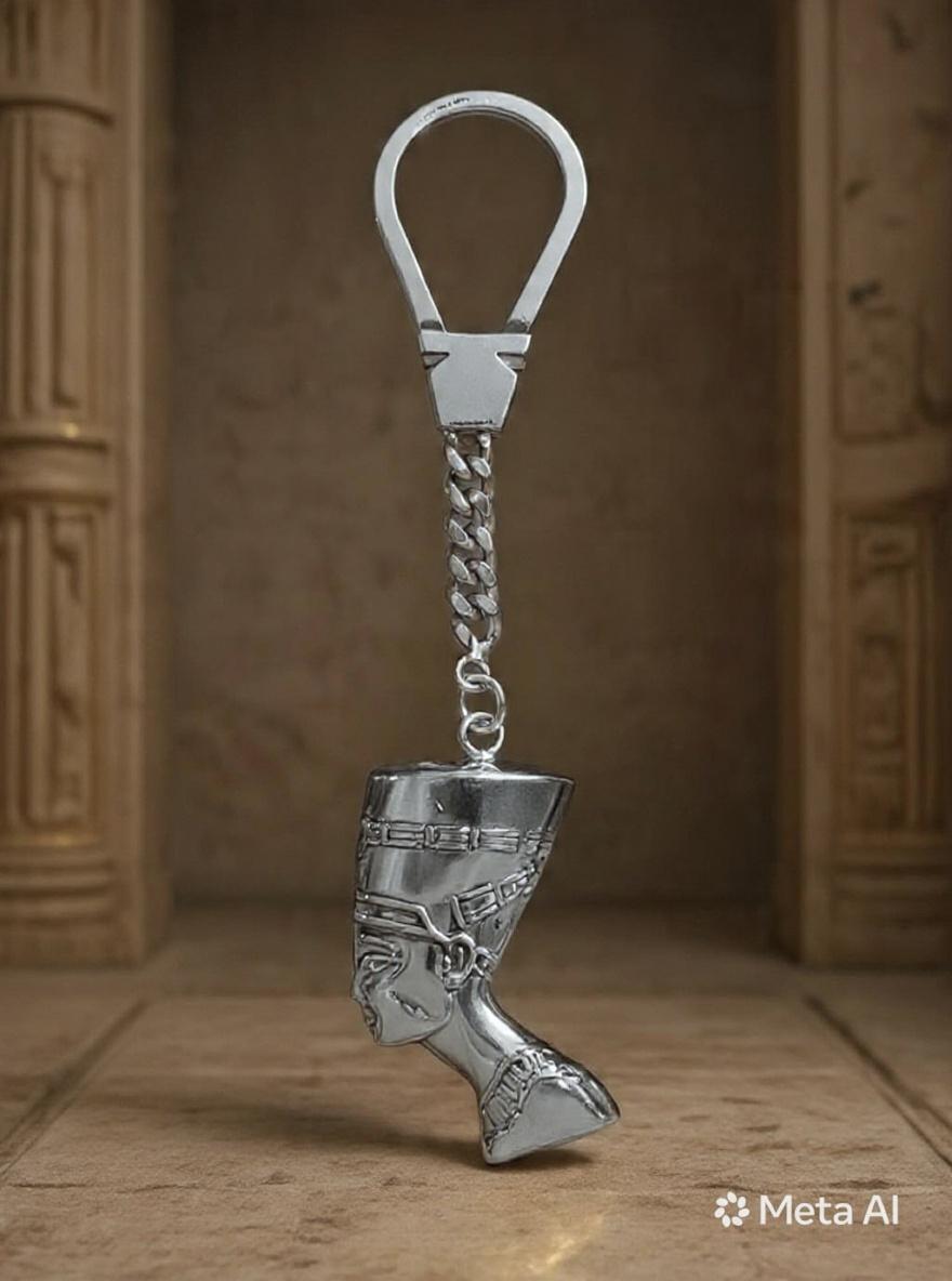 ZAFFIR PHAROAH KINGS KEYCHAIN 100% PURE COPPER SILVER PLATED, HANDMADE,Made in Egypt