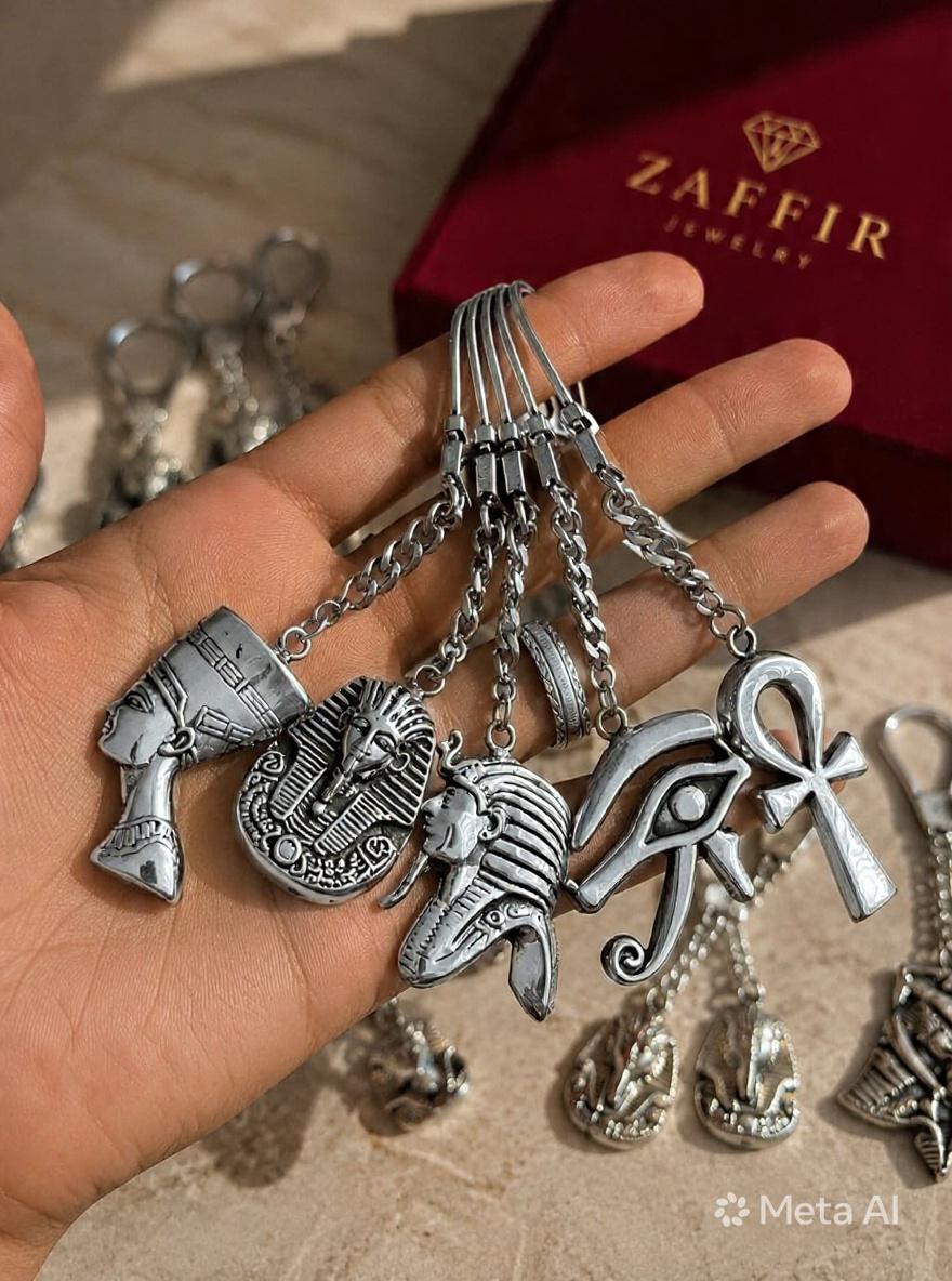 ZAFFIR PHAROS KINGS KEYCHAIN 100% PURE COPPER SILVER PLATED, HANDMADE,LUXURY GIFT